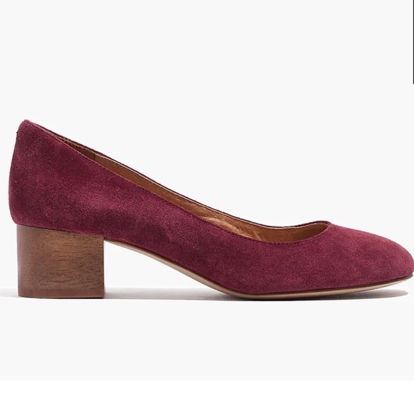 Madewell Ella Suede Pumps Size 6.5 but fits a bit larger so 7 W Burgundy GUC - Picture 1 of 10